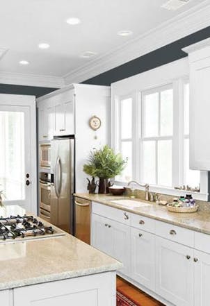kitchen wall painted with Midnight Ocean